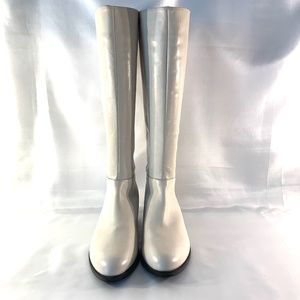 Anna Baiguera Ivory Off White Leather Tall Knee High Riding Boot size 10 40